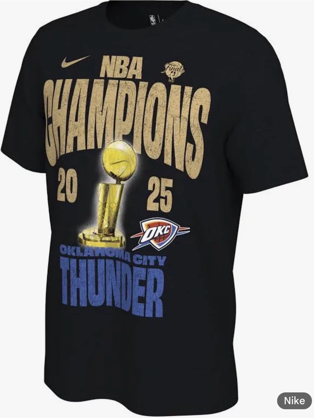 Nike- Black Oklahoma City Thunder NBA Champions 2025 T-Shirt